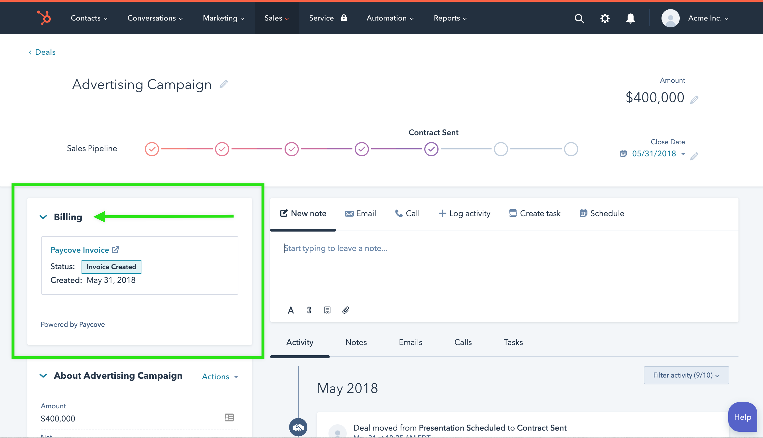 hubspot invoicing